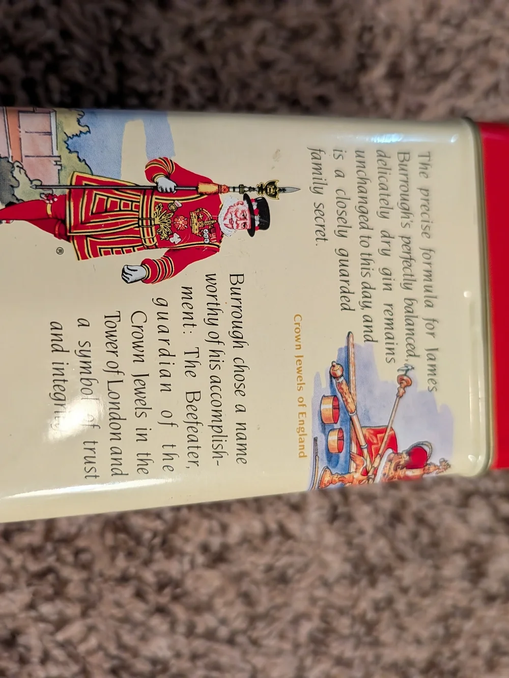 Burrough's Beefeater Red Metal Storage Tin